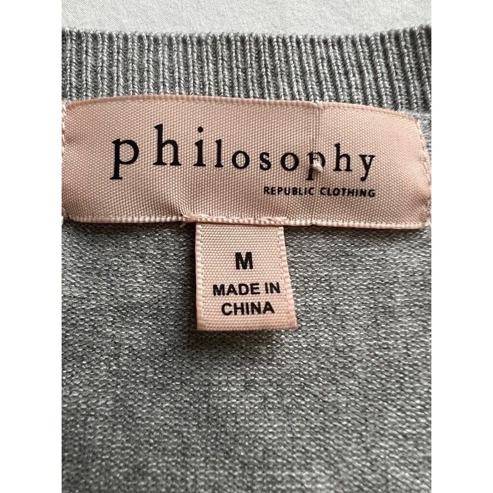Philosophy Pullover Sweater Women's MEDIUM Gray Heathered Long Sleeve - Picture 7 of 9